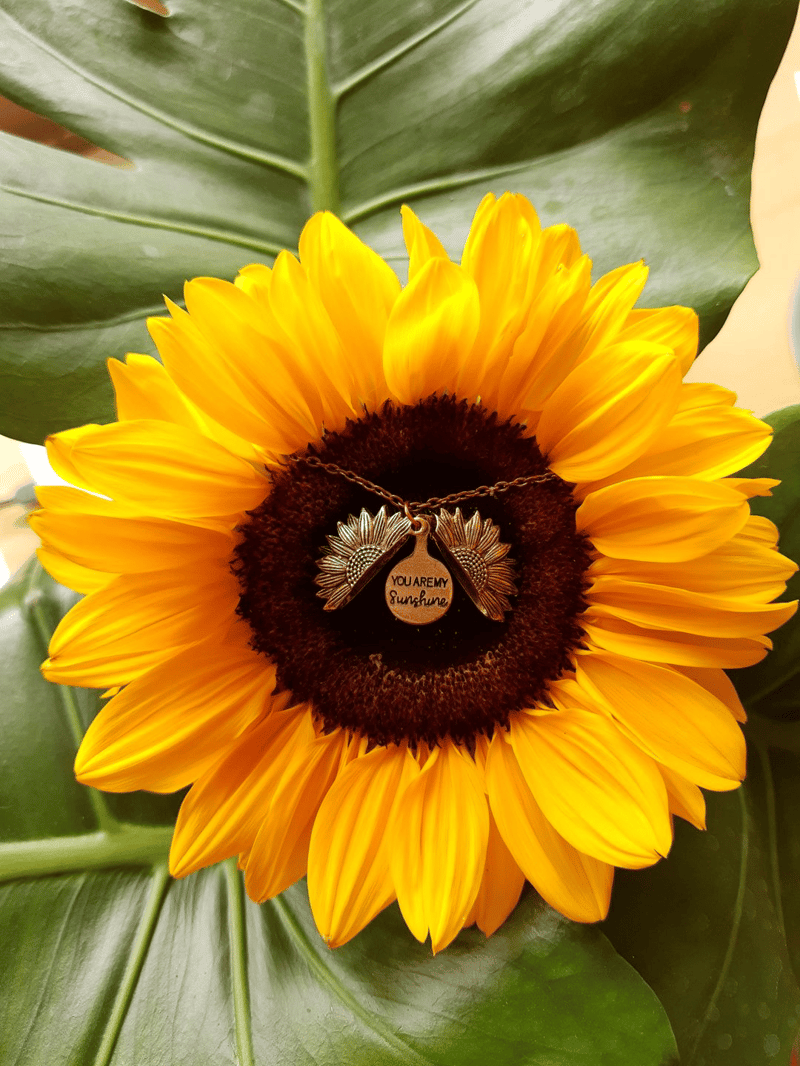 🌞"You Are My Sunshine" Sunflower Necklace🌻(Double-sided engraving)