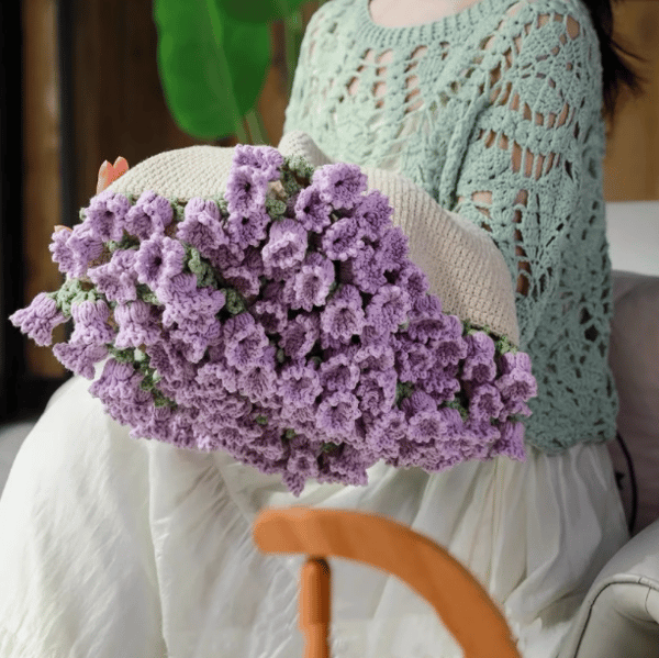 Handmade Rose Bouquet Crochet Blanket