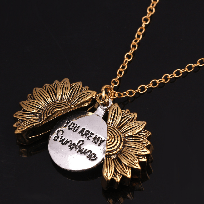 🌞"You Are My Sunshine" Sunflower Necklace🌻(Double-sided engraving)