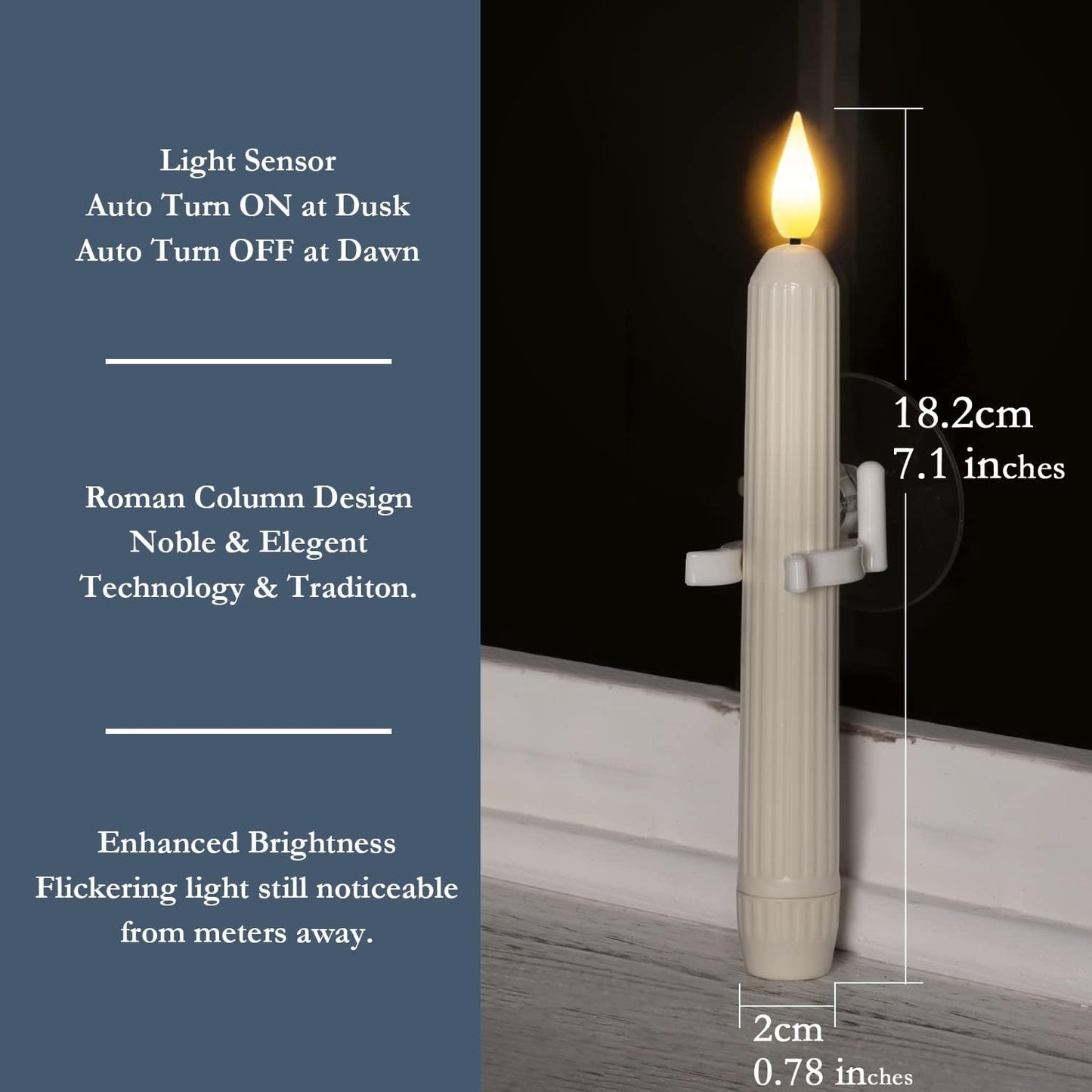 🔥6 Pcs Window Flameless Led Taper Candles with Sensor Dusk to Dawn