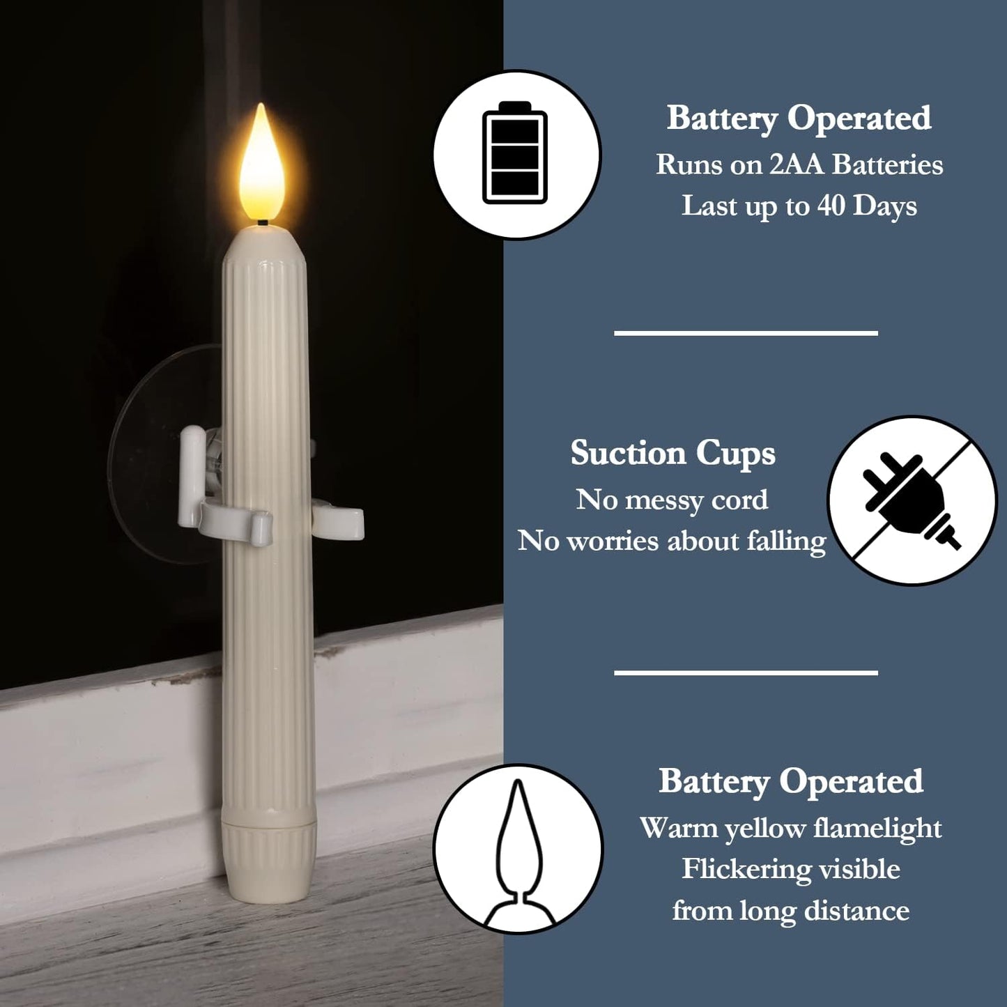 🔥6 Pcs Window Flameless Led Taper Candles with Sensor Dusk to Dawn