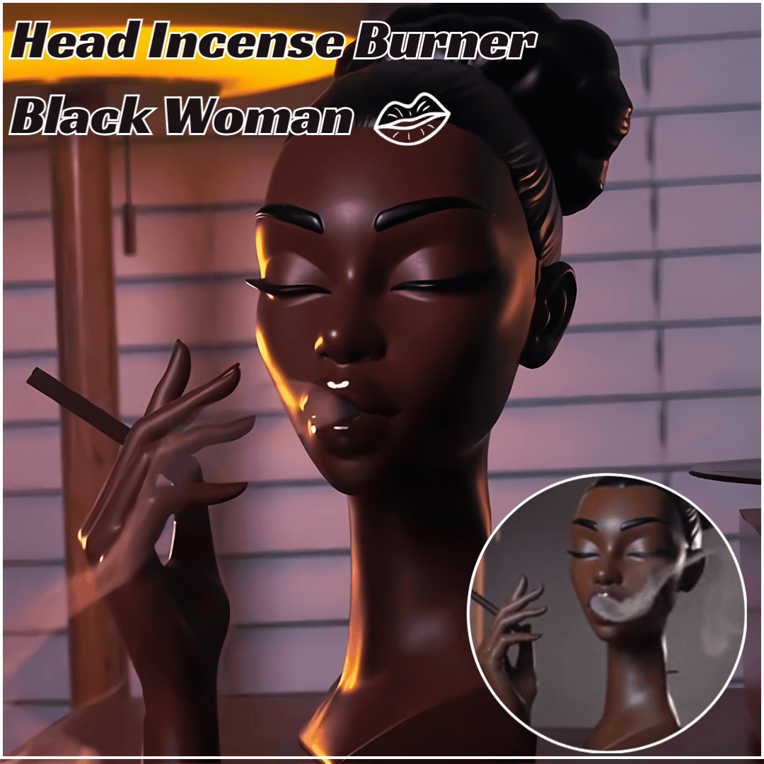 Realistic Head Incense Burner Black Woman
