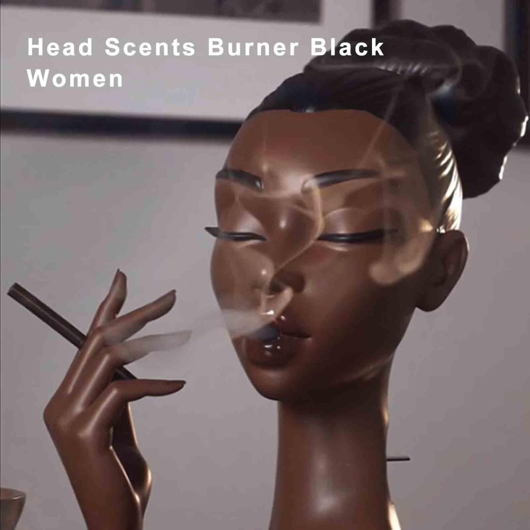 Realistic Head Incense Burner Black Woman