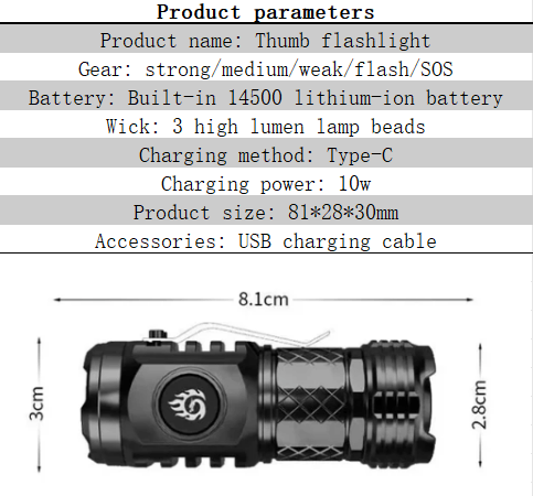 Three-eyed Monster Mini Flash Super Power Flashlight