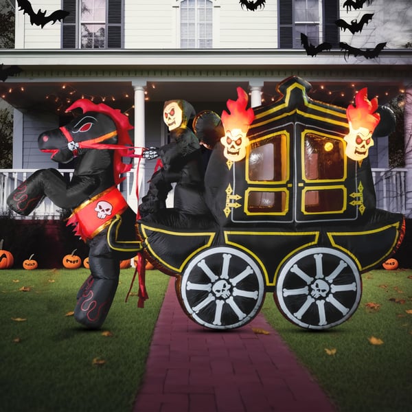 10 FT Long Inflatable Carriage Horse With Skull