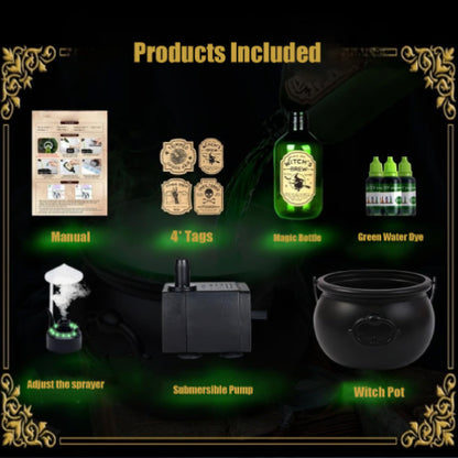 Halloween Decorations Indoor - Witches Cauldron with Magic Floating Potion Bottles & Fog Maker