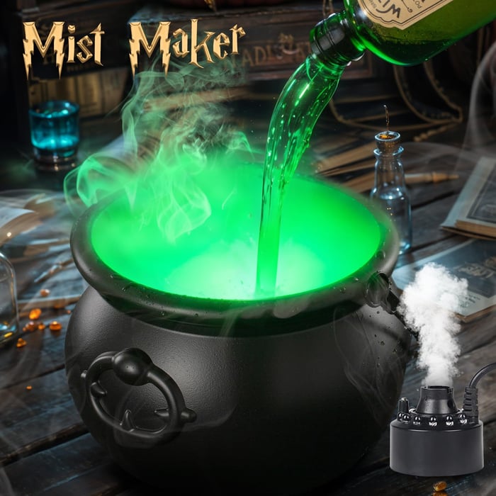 Halloween Decorations Indoor - Witches Cauldron with Magic Floating Potion Bottles & Fog Maker