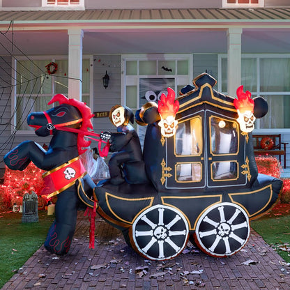 10 FT Long Inflatable Carriage Horse With Skull