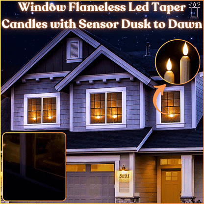 🔥6 Pcs Window Flameless Led Taper Candles with Sensor Dusk to Dawn