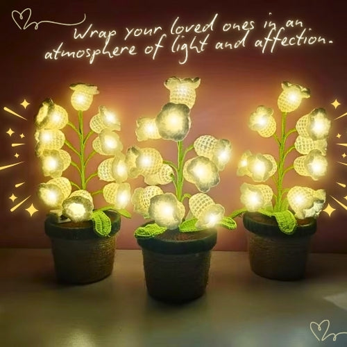 Realistic Crocheted Lily With Trevol Potted Light