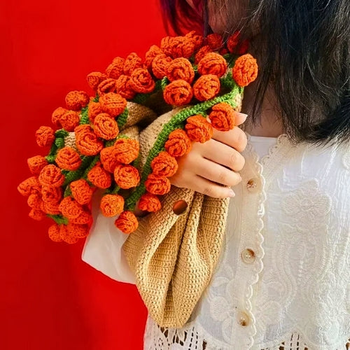 Handmade Rose Bouquet Crochet Blanket
