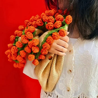 Handmade Rose Bouquet Crochet Blanket