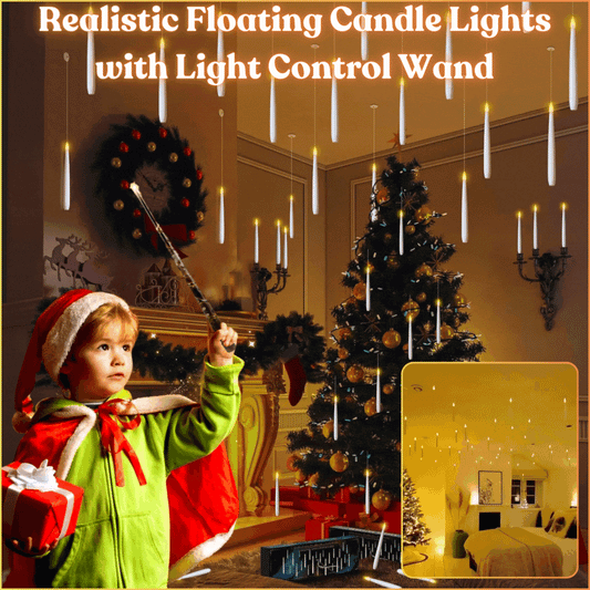 Realistic Floating Candle Lights with Light Control Wand