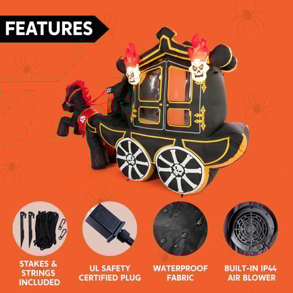 10 FT Long Inflatable Carriage Horse With Skull