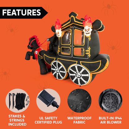 10 FT Long Inflatable Carriage Horse With Skull