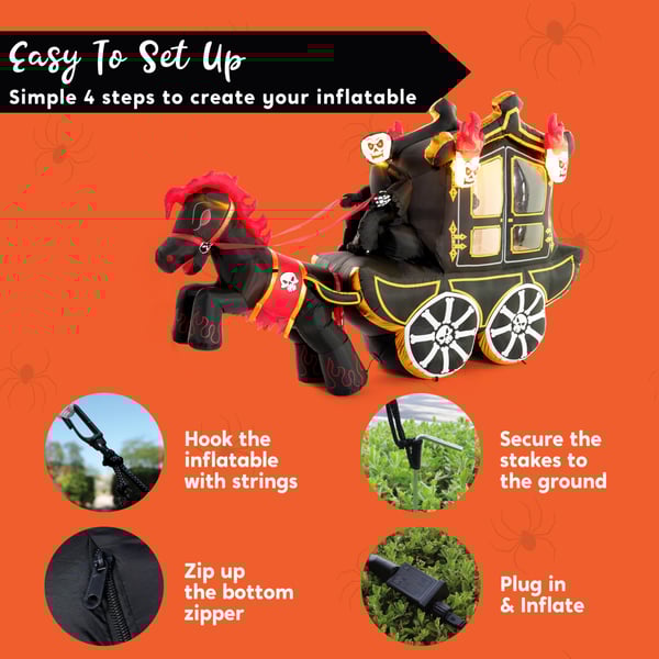 10 FT Long Inflatable Carriage Horse With Skull