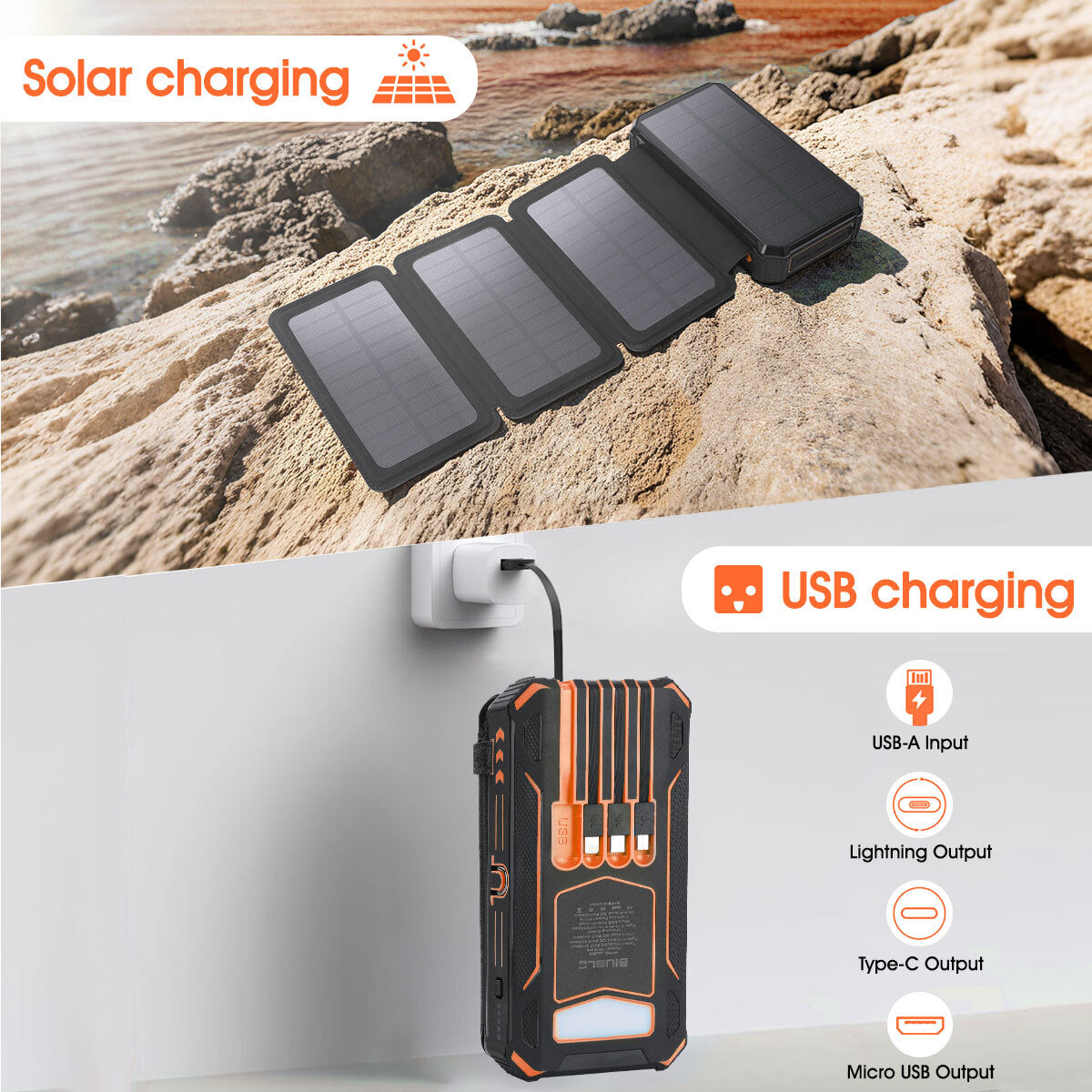 Outdoor Foldable Solar Large Capacity Charger Mobile Power Bank