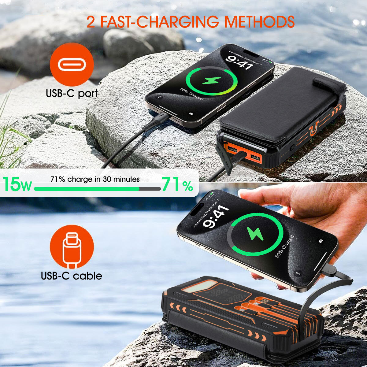 Outdoor Foldable Solar Large Capacity Charger Mobile Power Bank